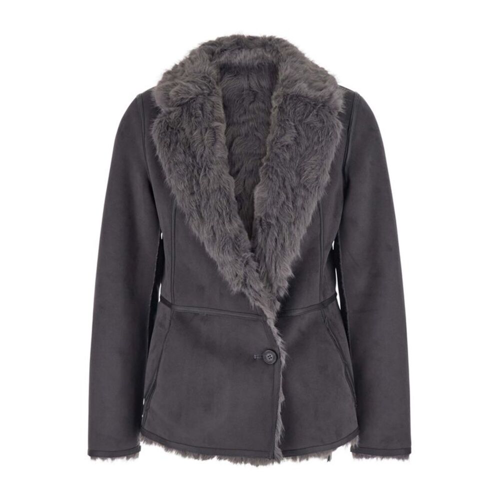 Urbancode Women Grey Fur Coat With Reversible Design In Faux-Fur For Women